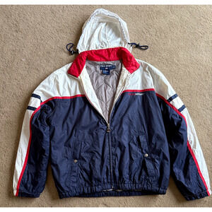 Vtg Polo Sport Ralph Lauren Jacket Mens Quilted Lining Full Zip Hood 80s Large